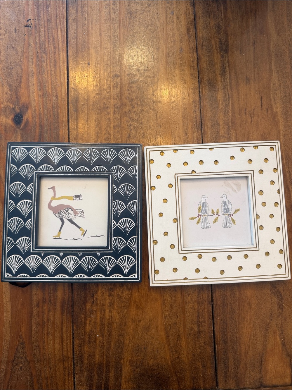 Opalhouse Navy Blue and White Patterned Picture Frames with Gold Accent (2 total